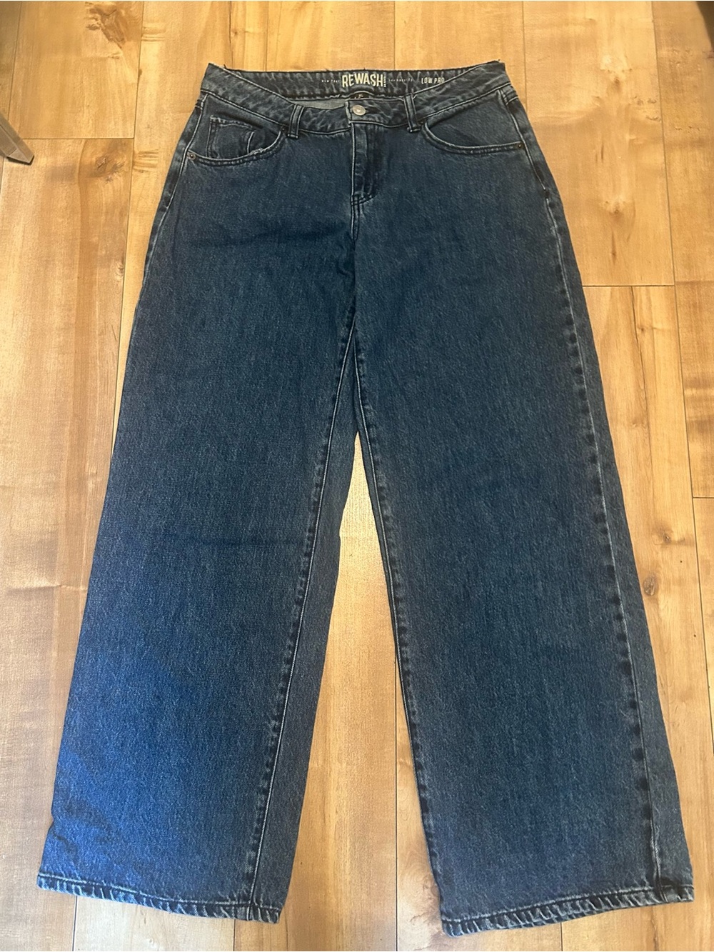 👖Rewash Brand Low Pro Wide Leg Jeans Medium Wash 100% Cotton Size 5 / 27